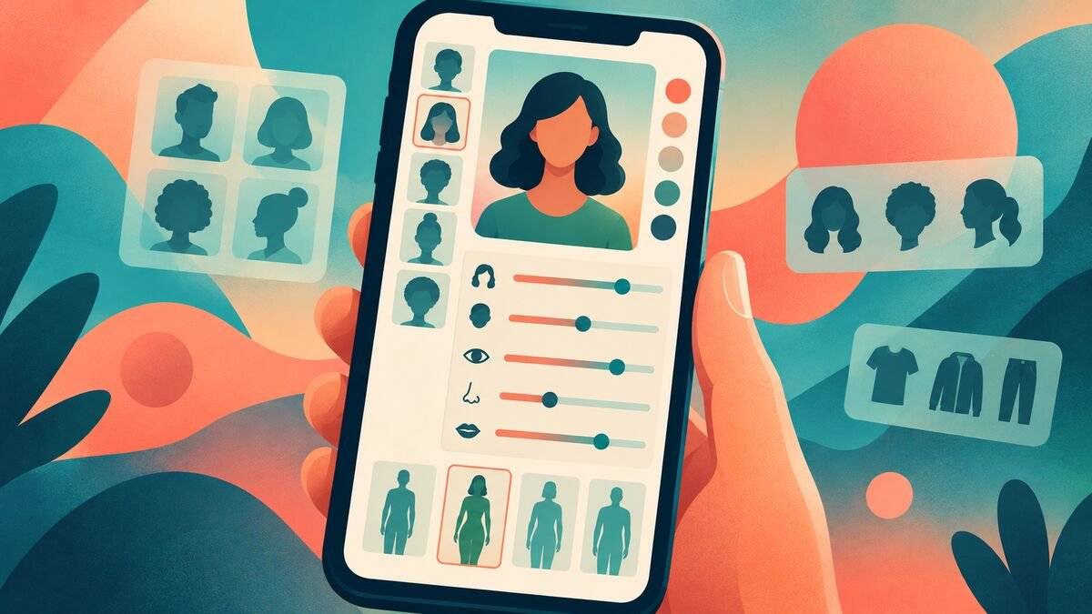 AI girlfriend character builder on a phone